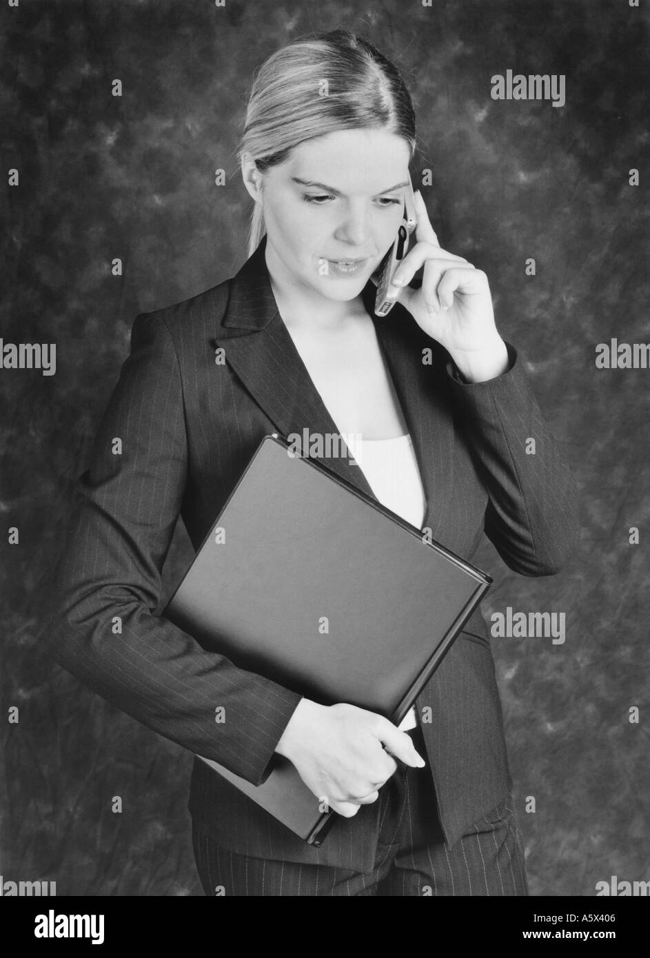 Young Business Woman Talking on the Telephone Stock Photo
