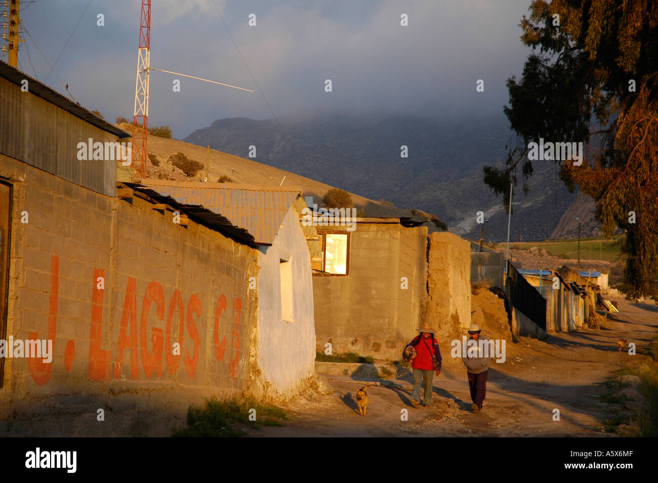 People on a street of Putre, Chile, South America Stock Photo
