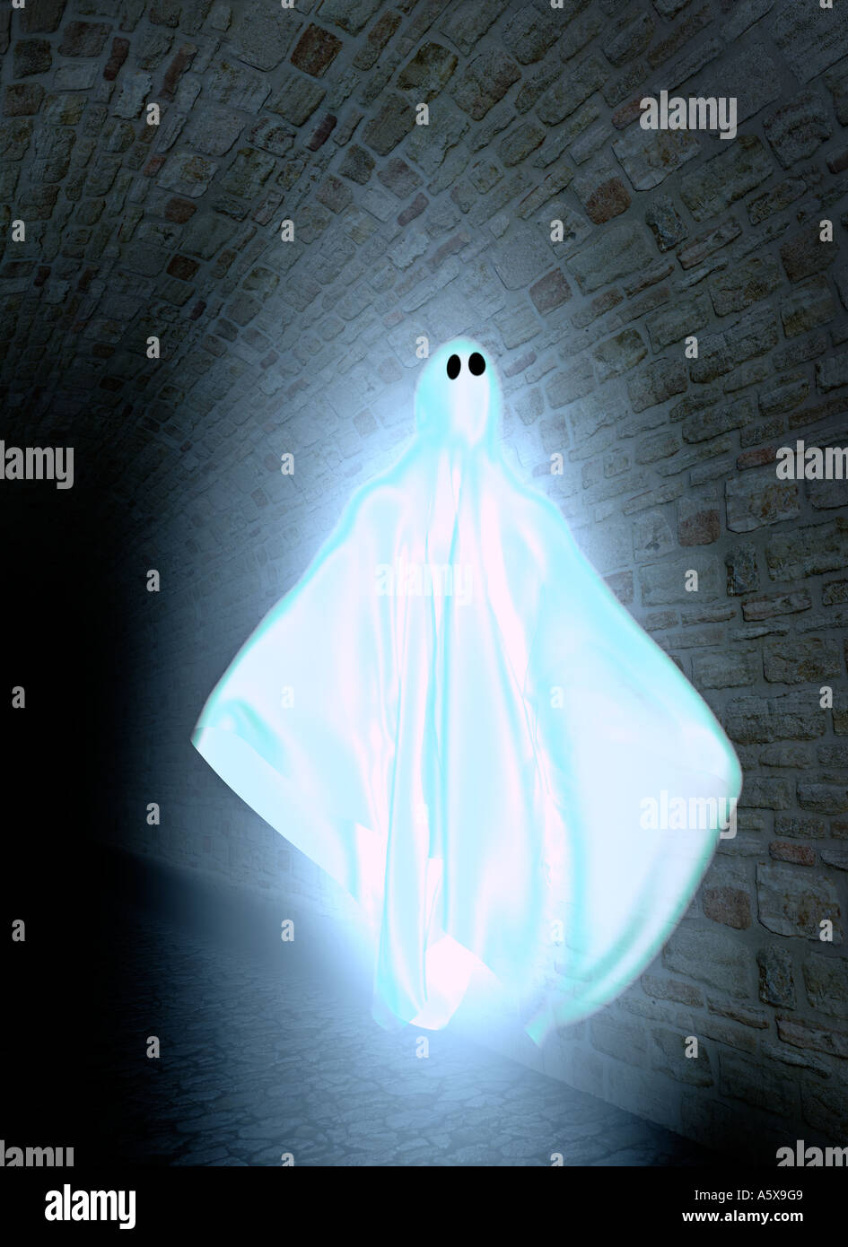 ghost in cellar symbol of apparition fear phantom demon fright horror panic Stock Photo