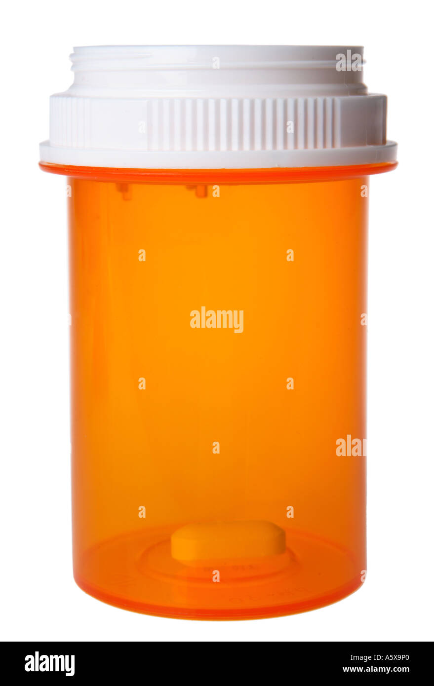 One single pill in pill bottle Stock Photo Alamy