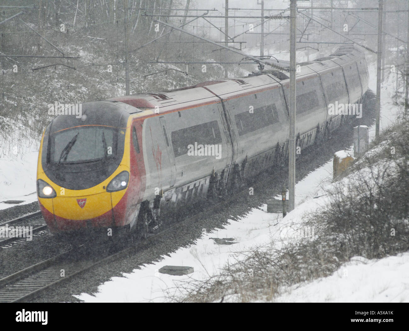 Virgin Trains Pendolino Class 390 train on the West Coast Main Line ...