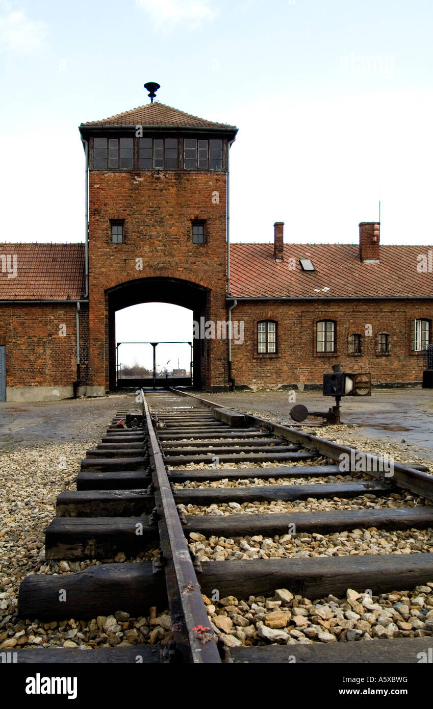 The  Nazi concentration camp of Auschwitz-Birkenau near Krakow in Poland Stock Photo