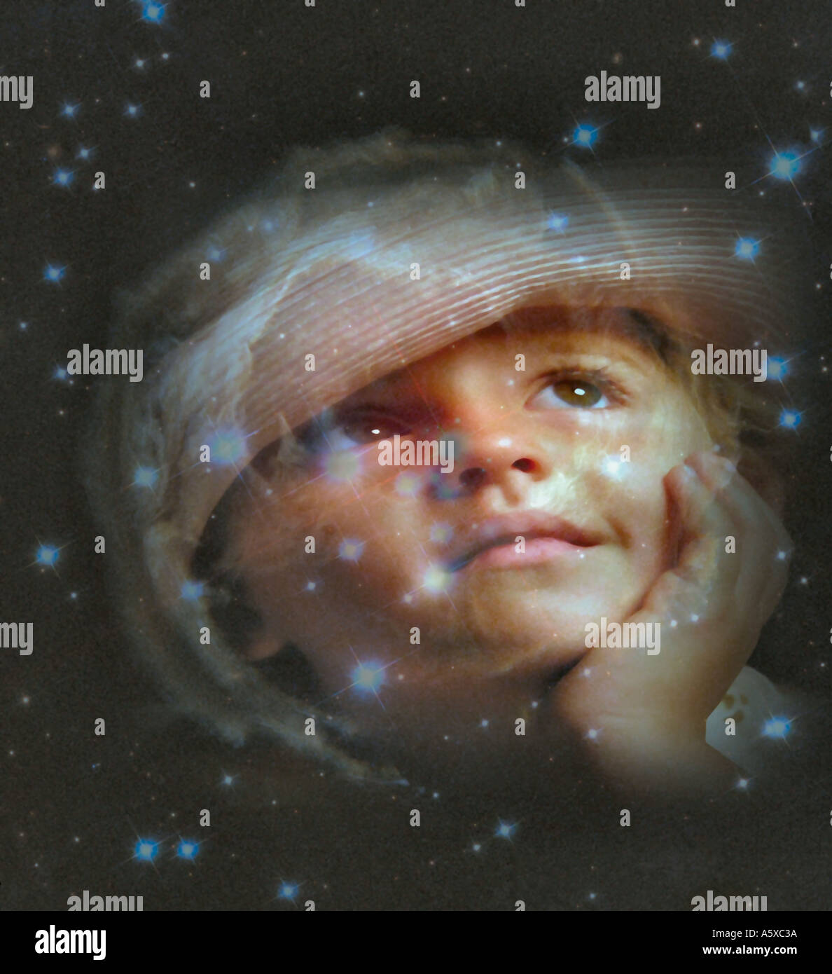 Child Dreaming of The Stars in Space Stock Photo Alamy