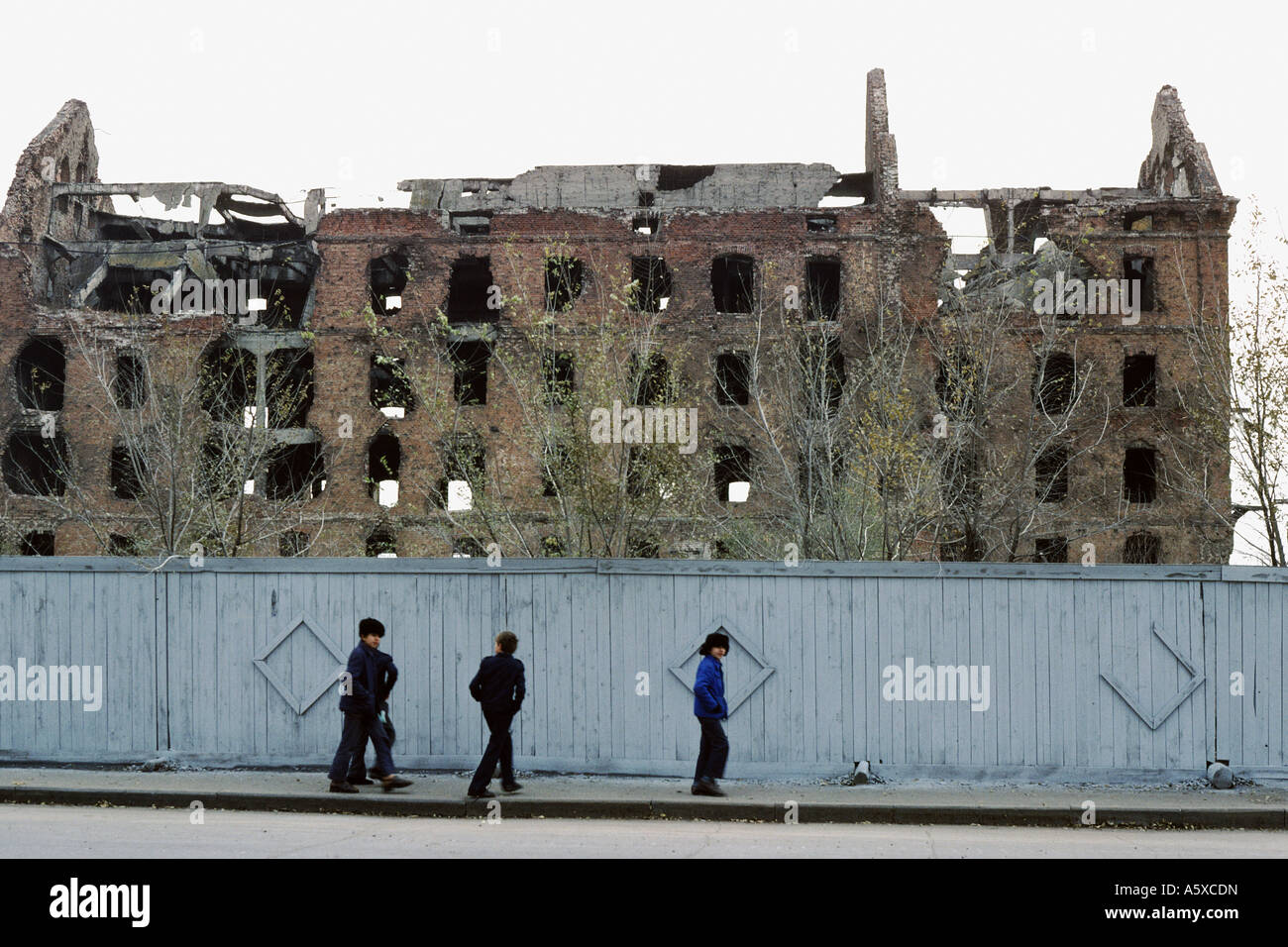 Derelict building left as war memorial Volgograd Russia Stock Photo