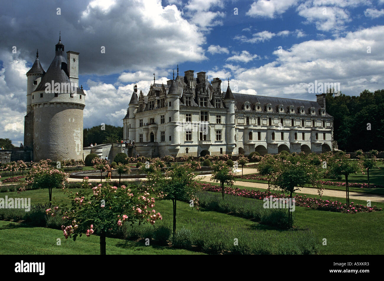 Chenonceaux castle. Polarizing filter. Château de Chenonceaux. Filtre polarisant. Stock Photo