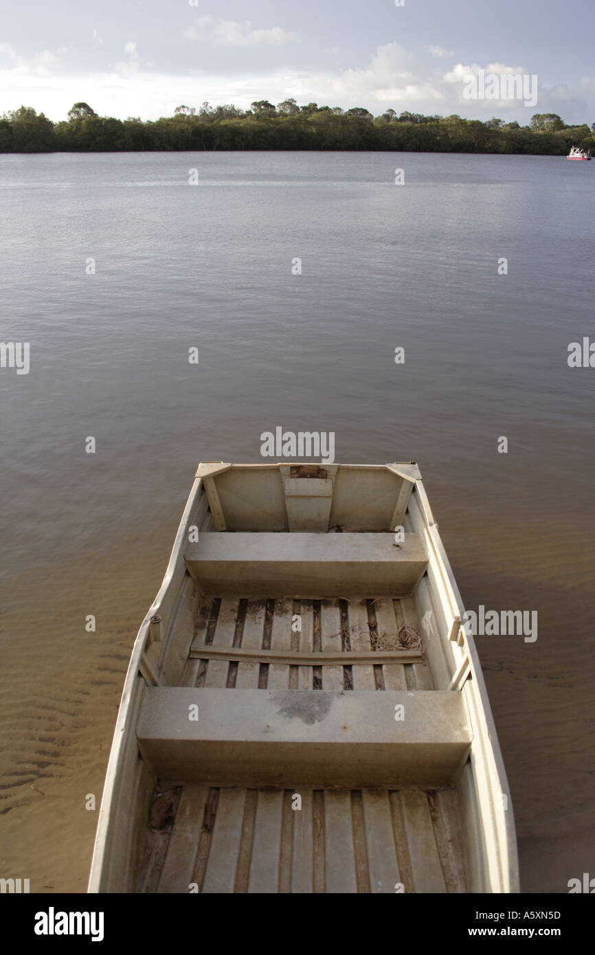 OLD DINGHY MAROOCHY RIVER SUNSHINE COAST QUEENSLAND Stock Photo