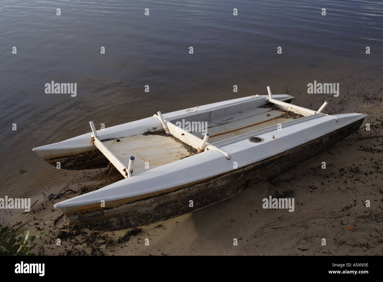 OLD DINGHY MAROOCHY RIVER SUNSHINE COAST QUEENSLAND Stock Photo