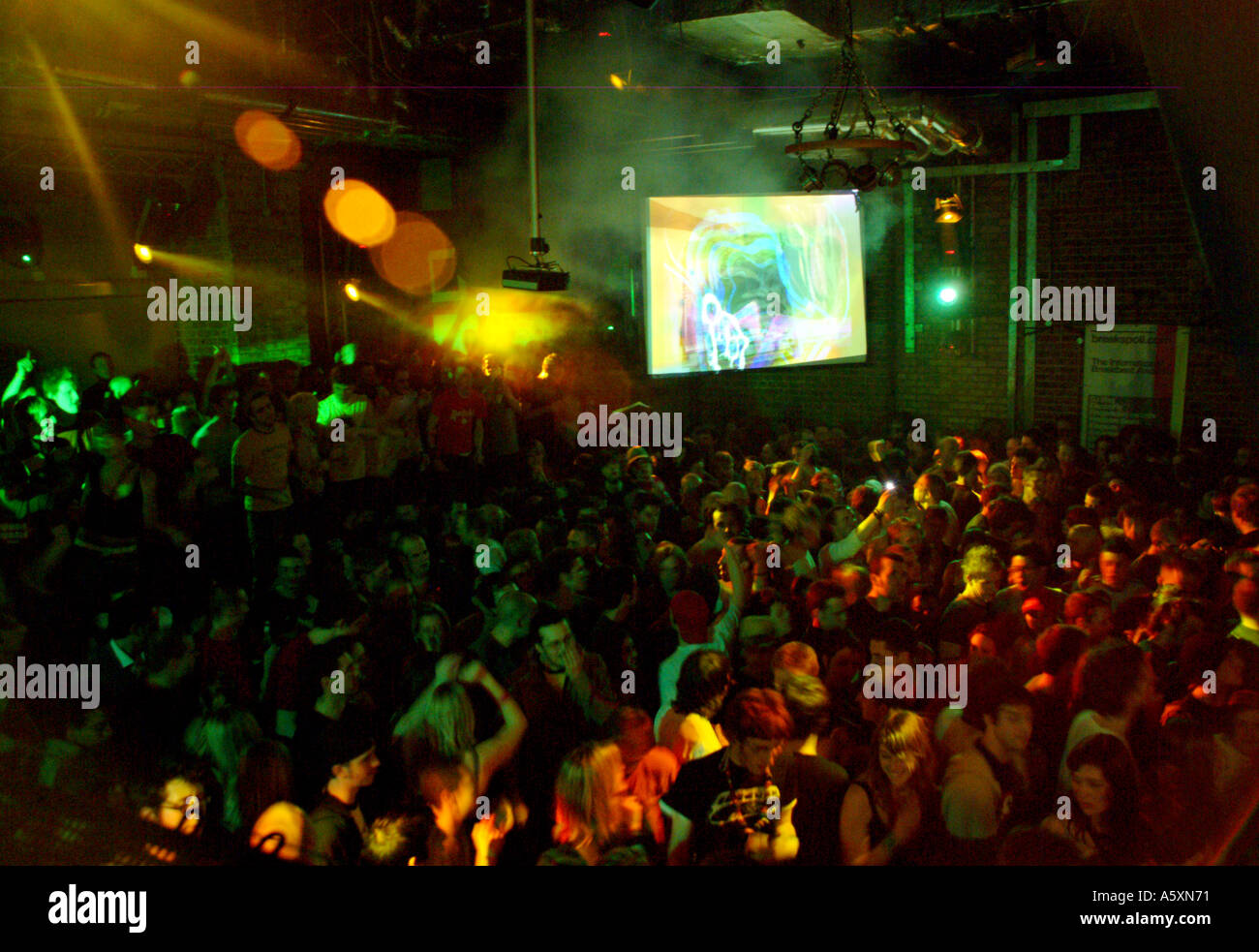 event at fabric club london uk with visuals by vj dubassy Stock Photo
