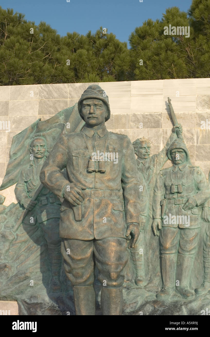 A statue of Mustafa Kemal Ataturk at a Turkish war memorial on the Gallipoli peninsula, Turkey Stock Photo