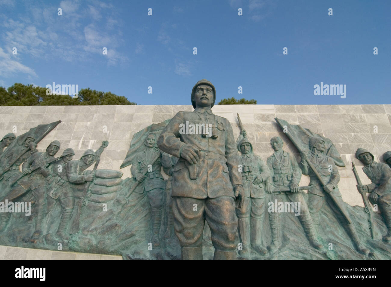 A statue of Mustafa Kemal Ataturk at a Turkish war memorial on the Gallipoli peninsula, Turkey Stock Photo