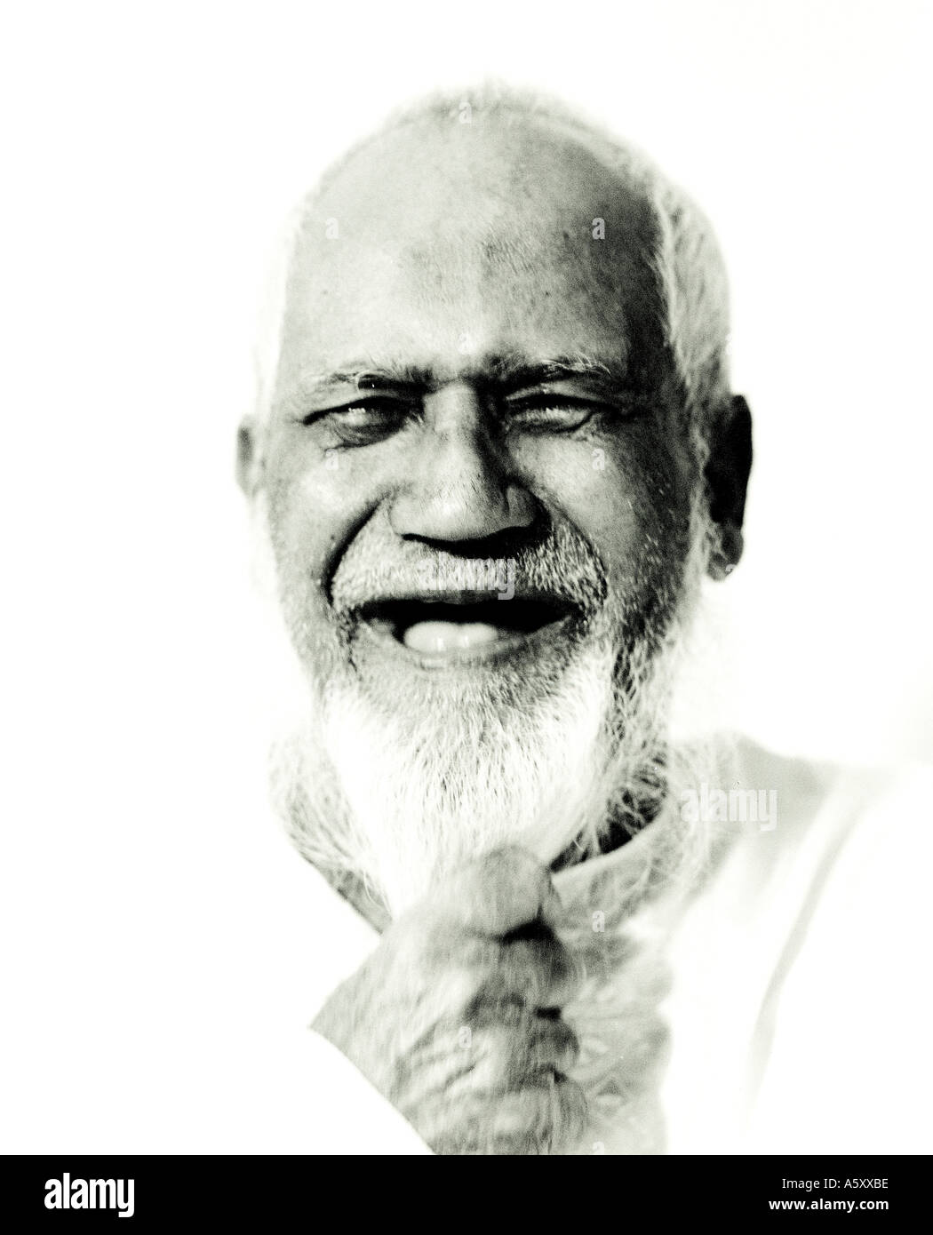 Old Man pulling his beard Stock Photo Alamy