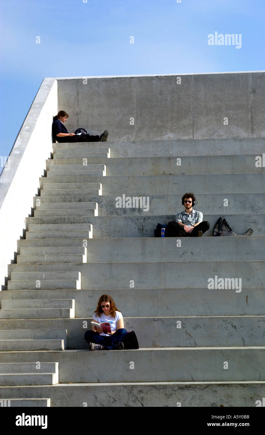 General view of Aberystwyth University Wales UK with students sitting ...
