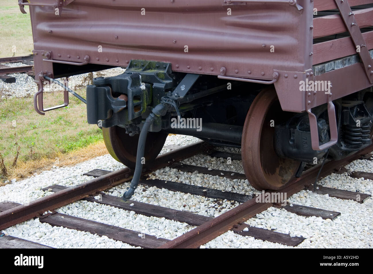 Close-Up, Train Wheels on Track Stock Photo - Alamy