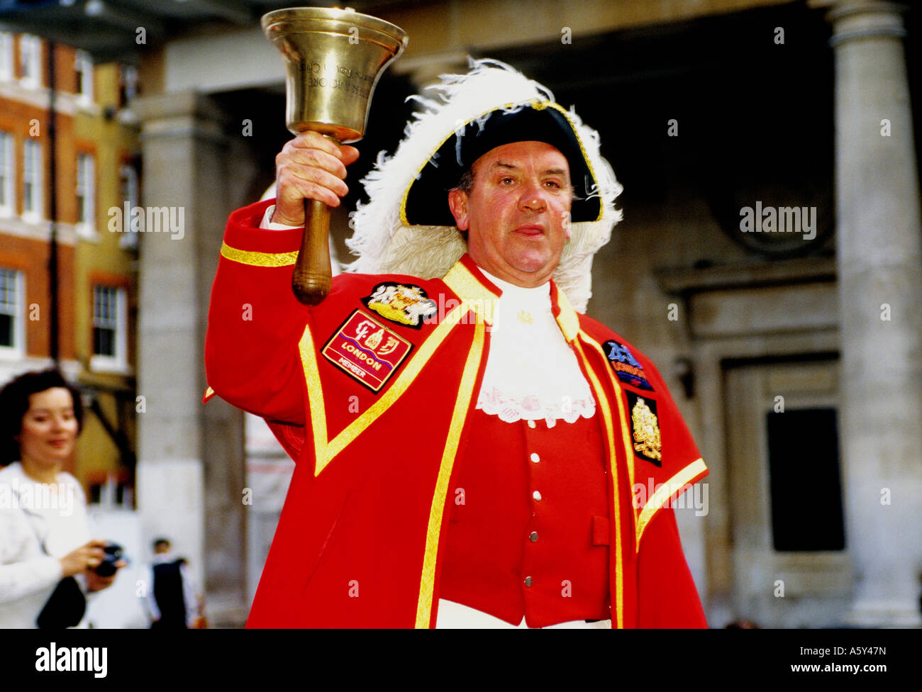 Town Cryer and Bell ringer in Covent garden London England Stock Photo