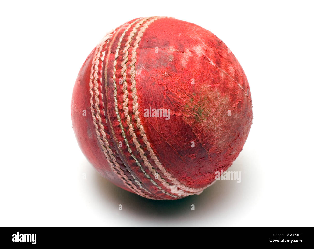 Old Cricket Ball On White Background Stock Photo Alamy