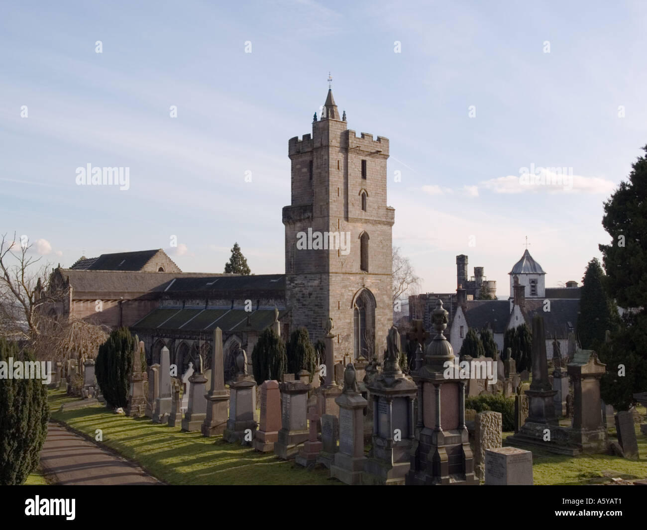 Church of the 'Holy Rude' from Castle Cemetery. Stirling Scotland UK Stock Photo