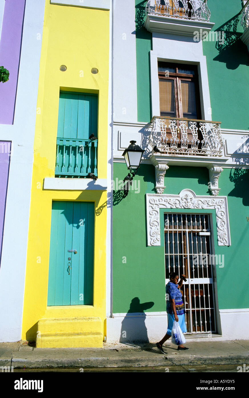 Colorful housing and doorways in Old San Juan, San Juan, Puerto Rico