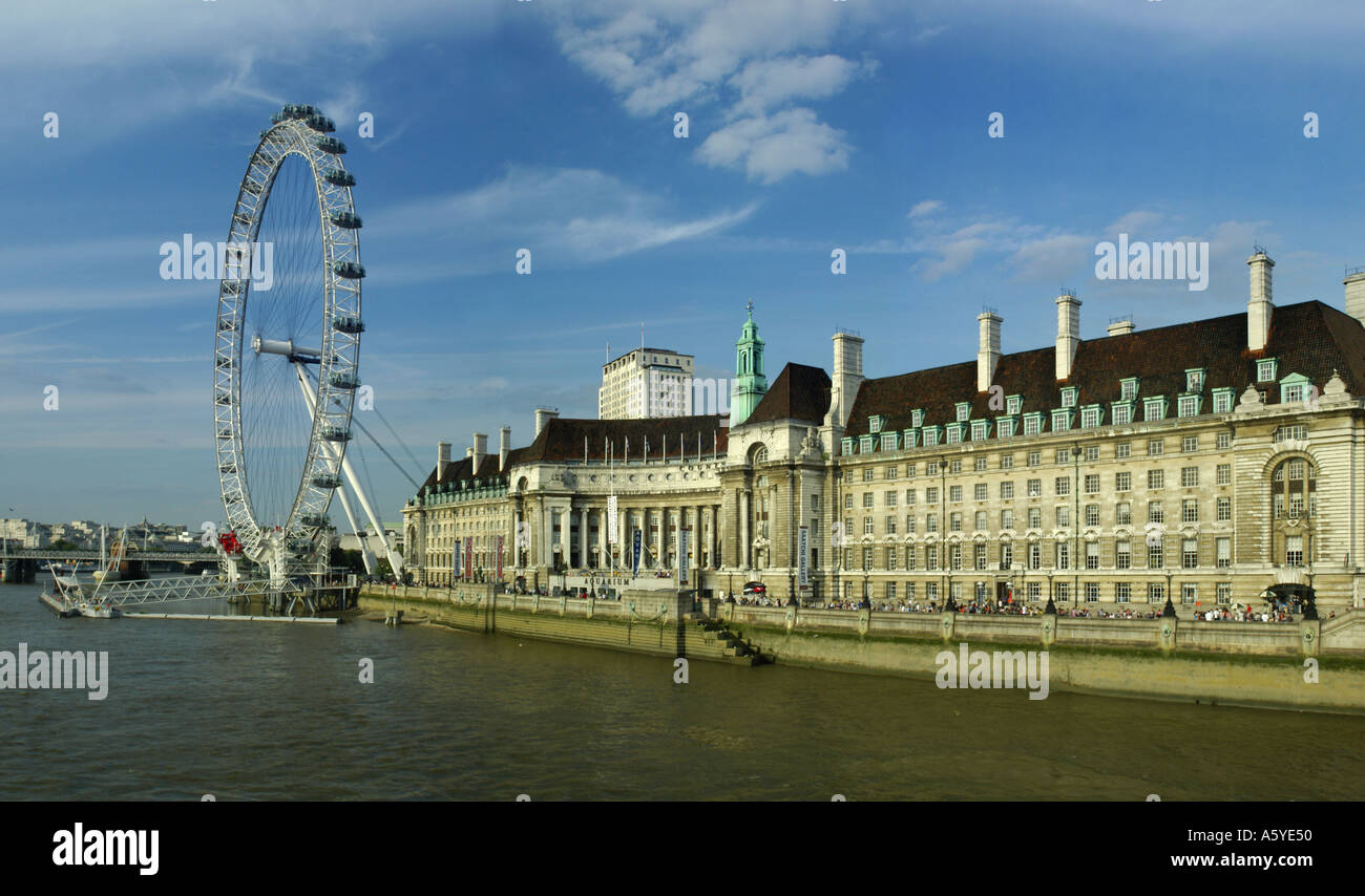 London Eye and County Hall from Westminster Bridge Stock Photo - Alamy