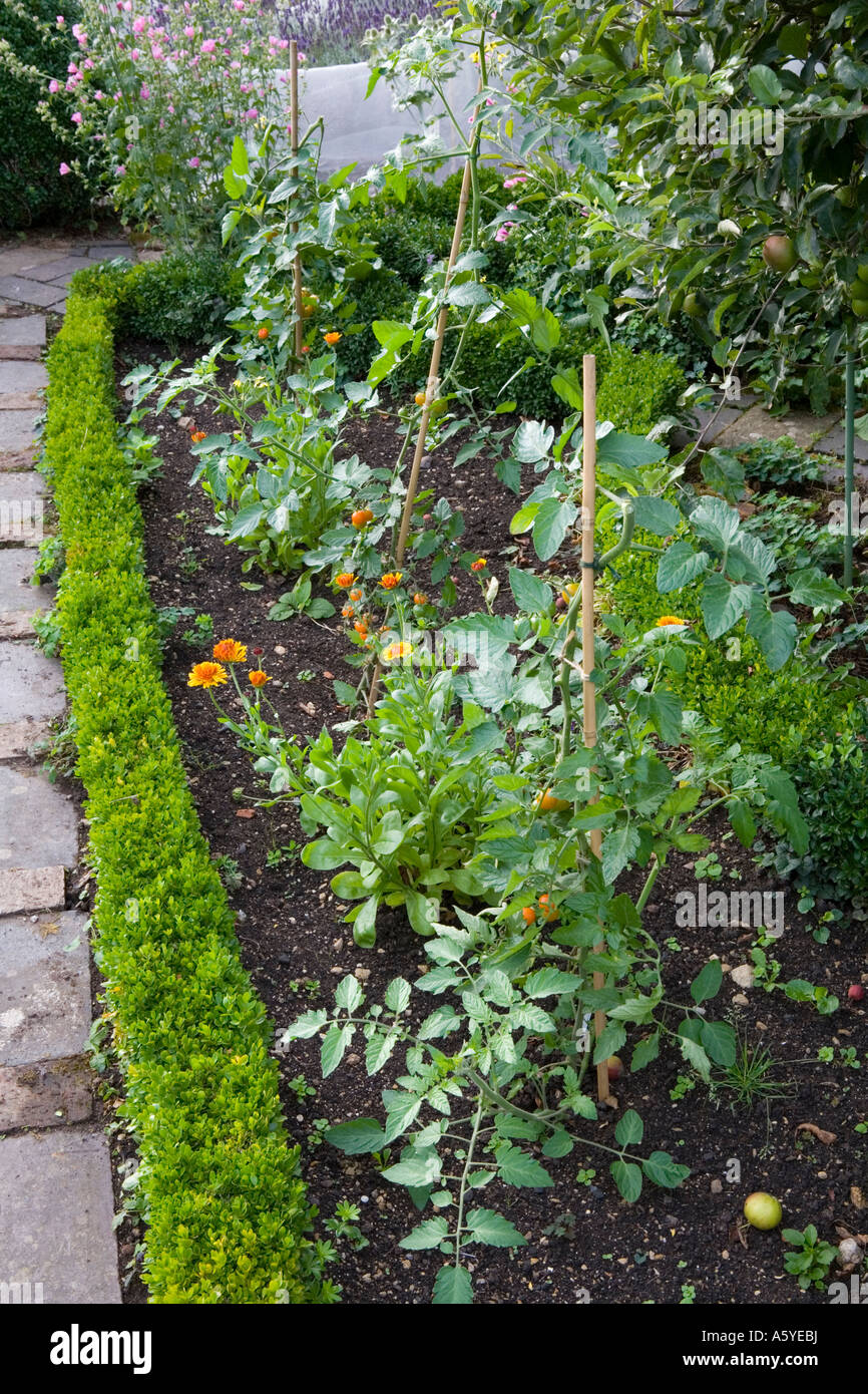 Barnsley House Gardens Gloucestershire UK The potager with brick paved paths Stock Photo