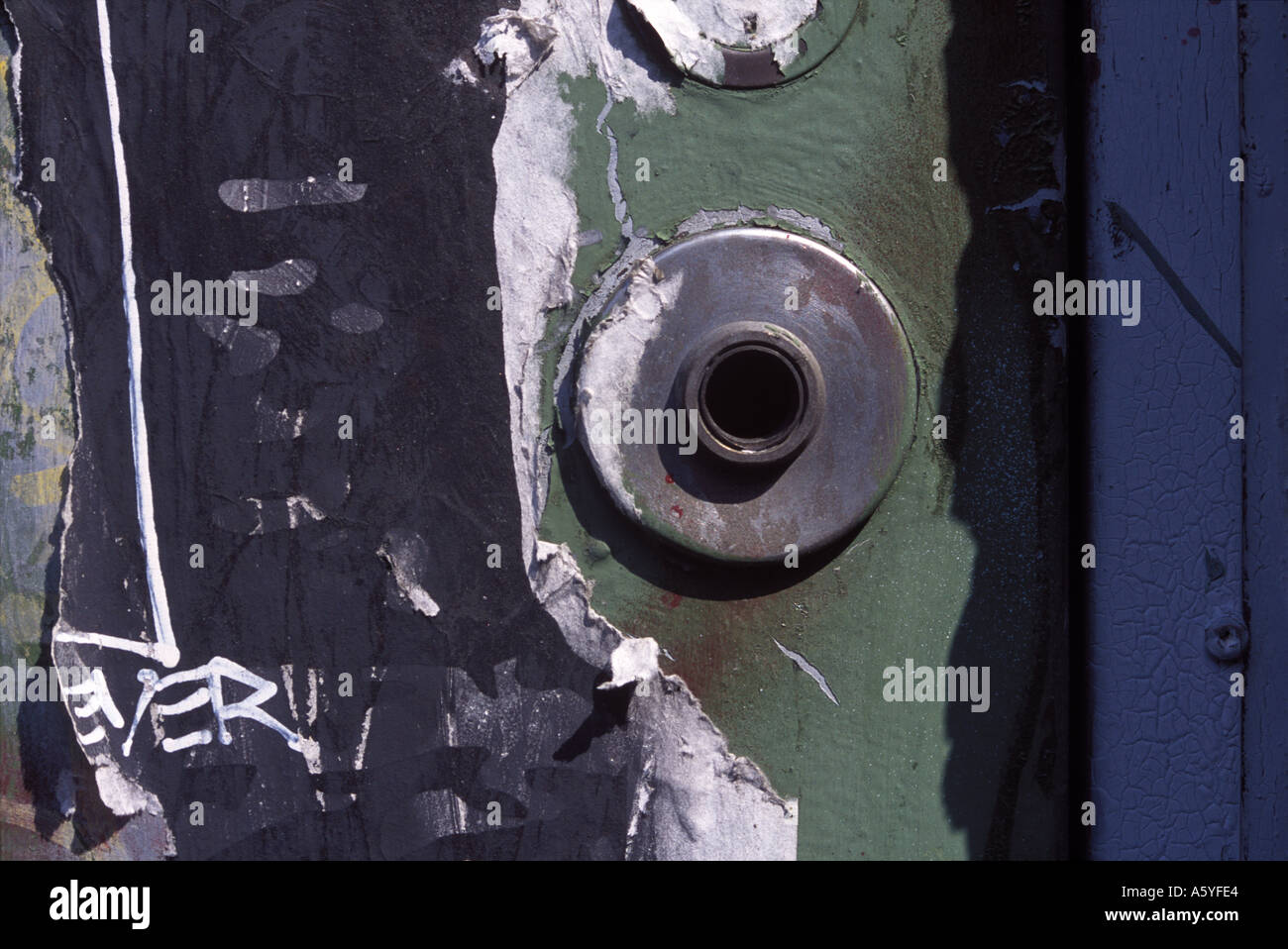 An abstract image of a broken old door handle Stock Photo