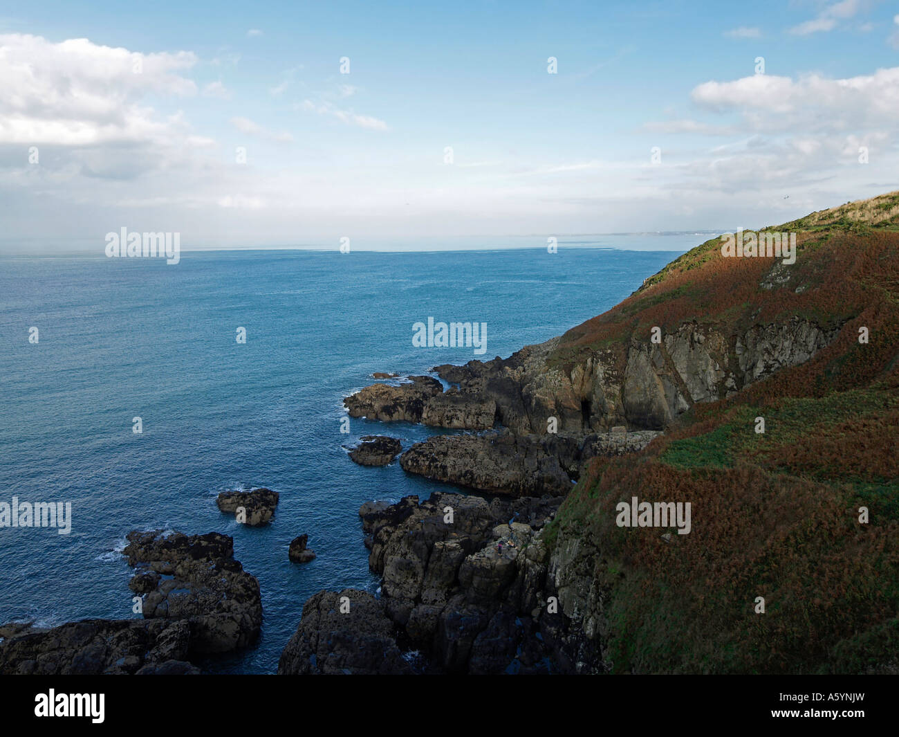 landscape at the coast between Plougasnou and Locquirec in Finistere ...