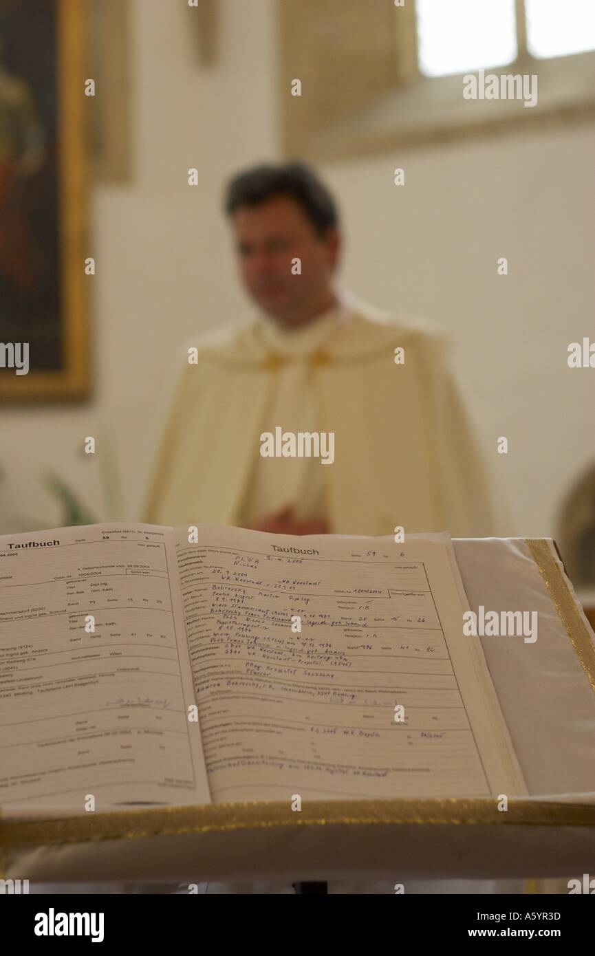 priest / mass / baptism book Stock Photo