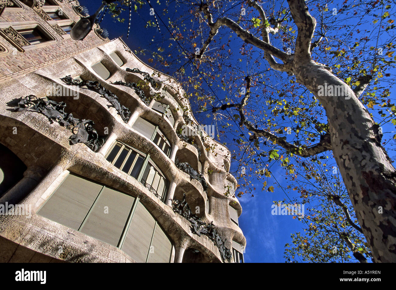 Gaudi s La Pedrera Casa Mila Building Barcelona Spain Stock Photo
