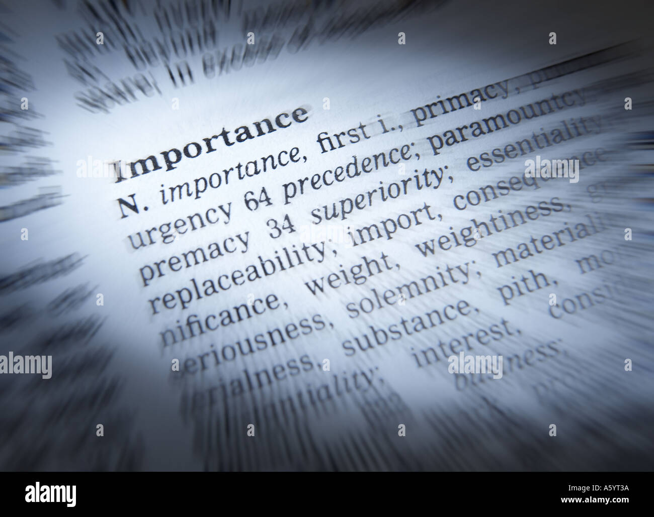 THESAURUS PAGE SHOWING DEFINITION OF WORD IMPORTANCE Stock Photo Alamy