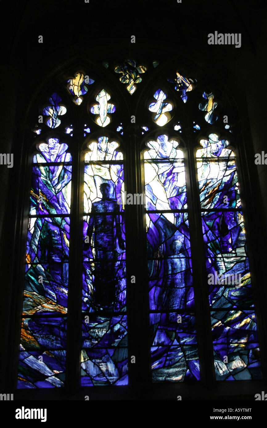 A beautiful stained glass window from Gloucester Cathedral Stock Photo