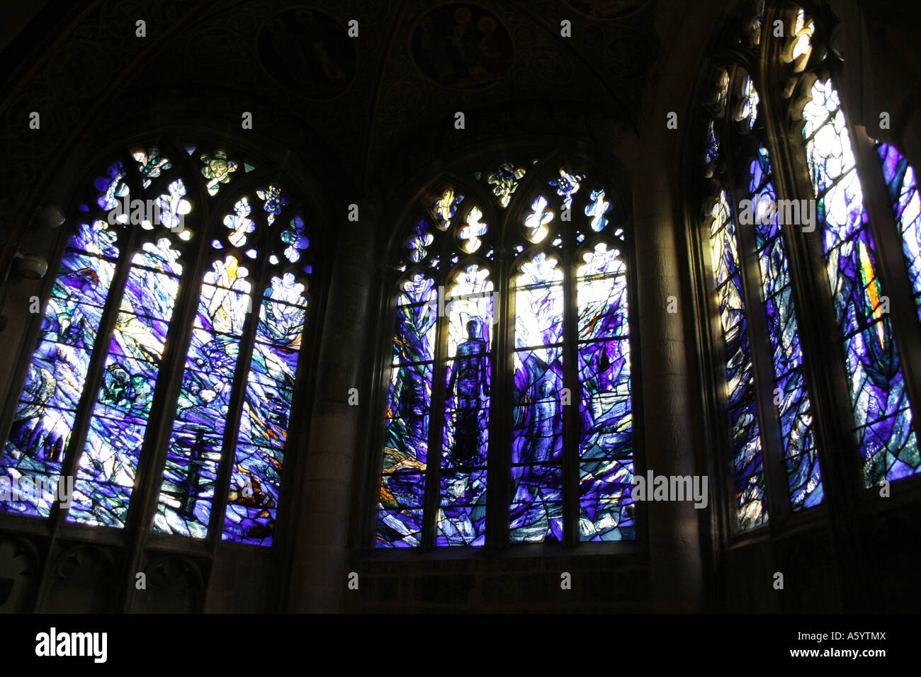 Stained glass window in Gloucester Cathedral Stock Photo Alamy