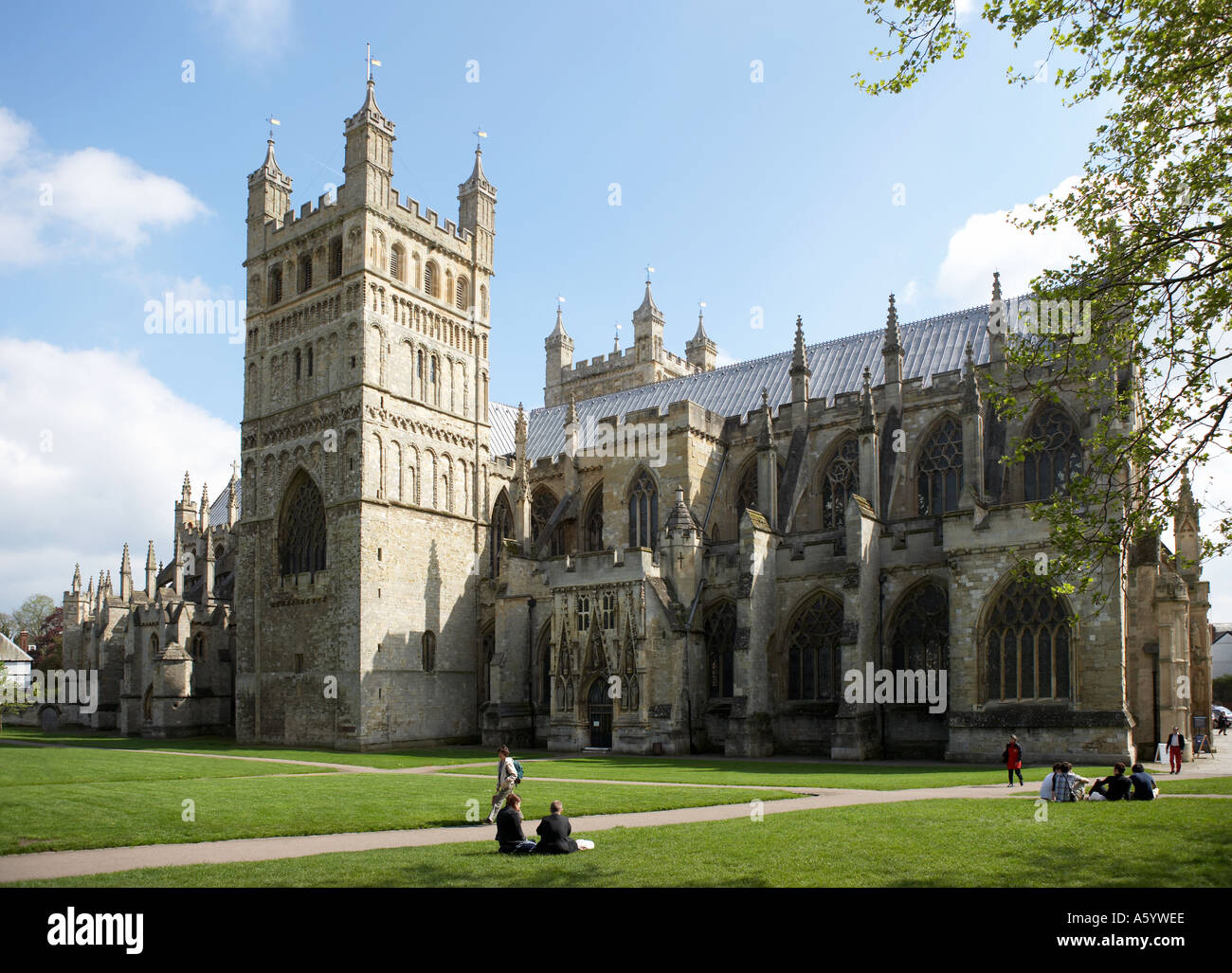 CATHEDRAL YARD SQUARE CLOSE EXETER DEVON UK Stock Photo