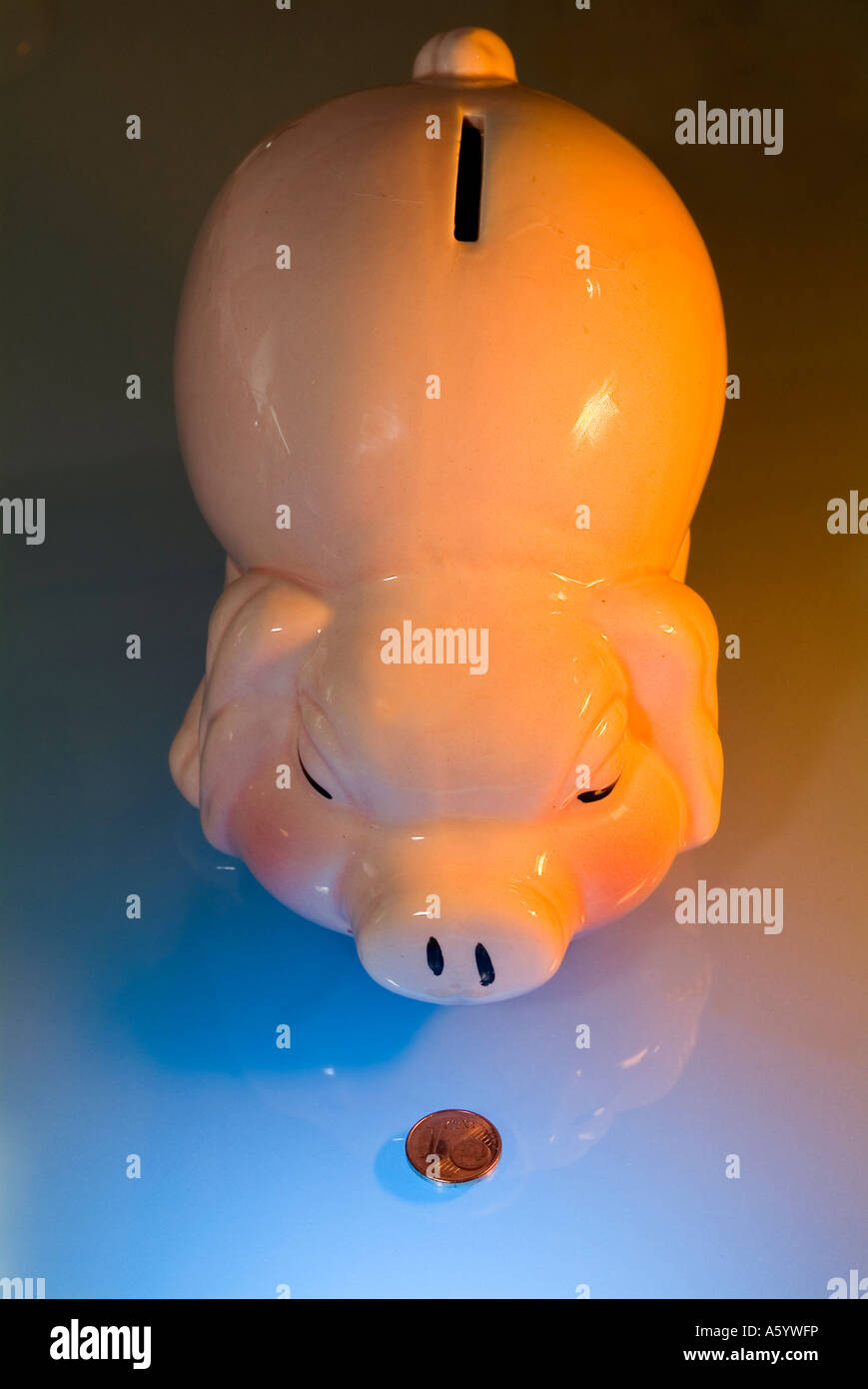 piggy bank with 1 cent euro coin Stock Photo Alamy
