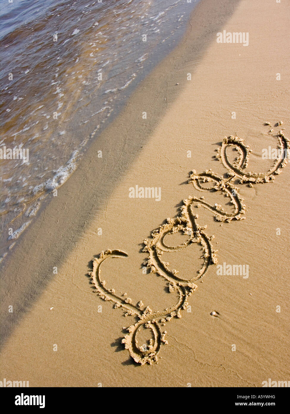 Scritta I love you sulla sabbia Stock Photo