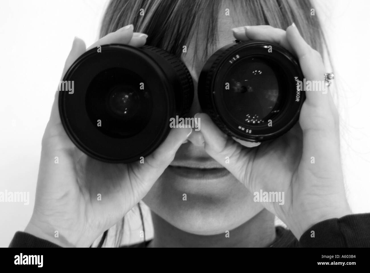 Nikon lenses Black and White Stock Photos & Images - Alamy