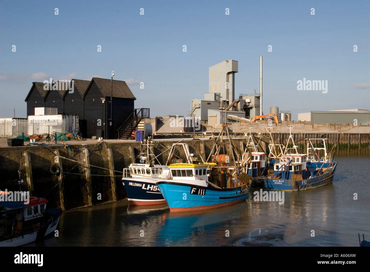 Whitstable harbour with fishing boats Stock Photo - Alamy