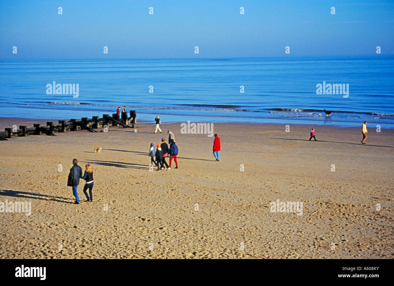New Years Day Walk GorlestononSea local beach scene Norfolk England