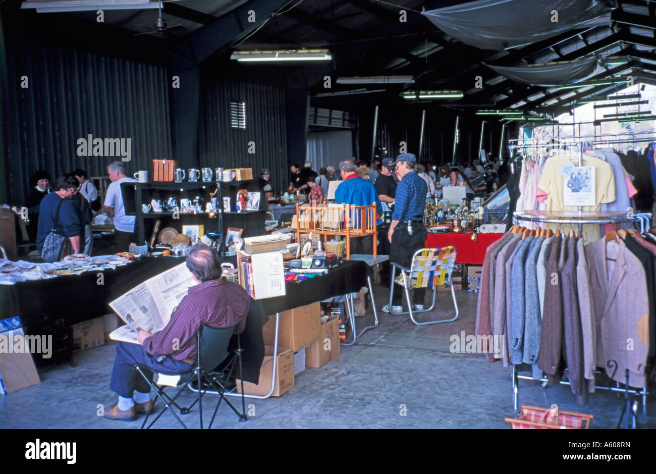 Second Hand Jumble Sale Market Stalls Red Hook Dutchess County New York State USA Stock Photo