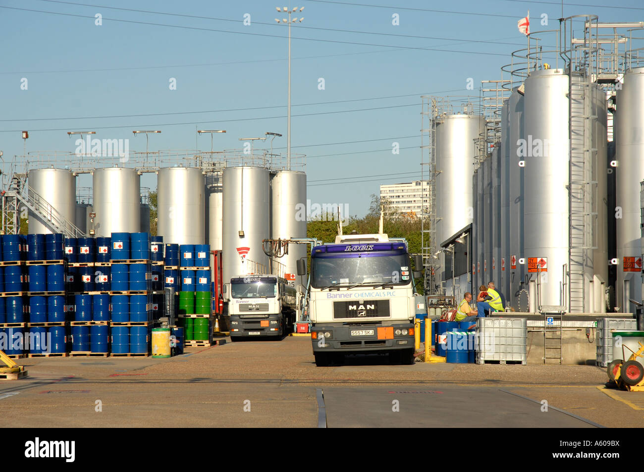 Tanker depot in Stratford London in the area of the site of the 2012 Olympics Stock Photo
