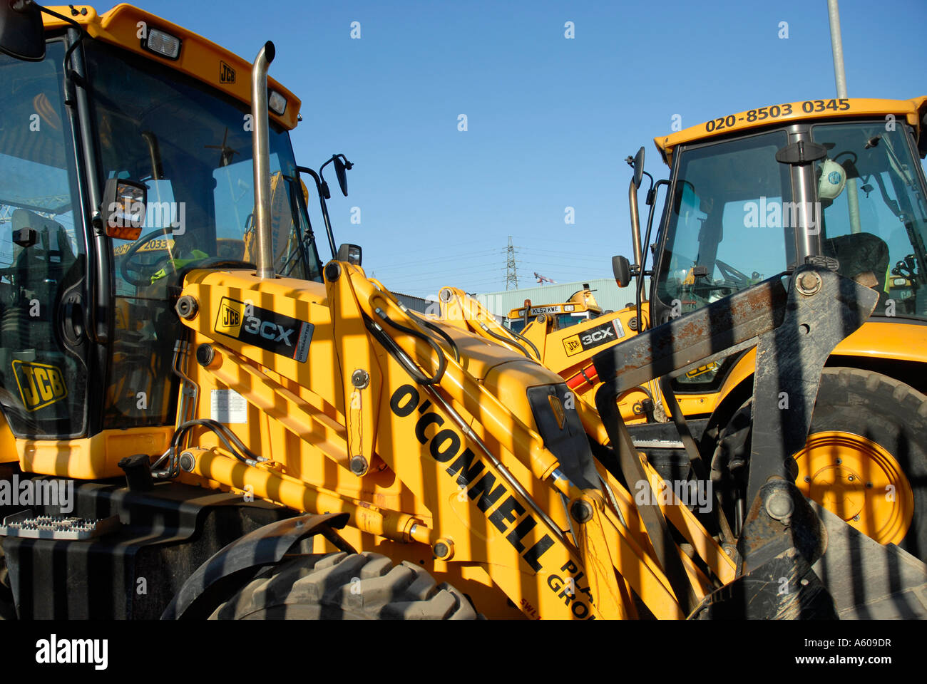 Construction vehicles in Stratford London in the area of the site of the 2012 Olympics Stock Photo