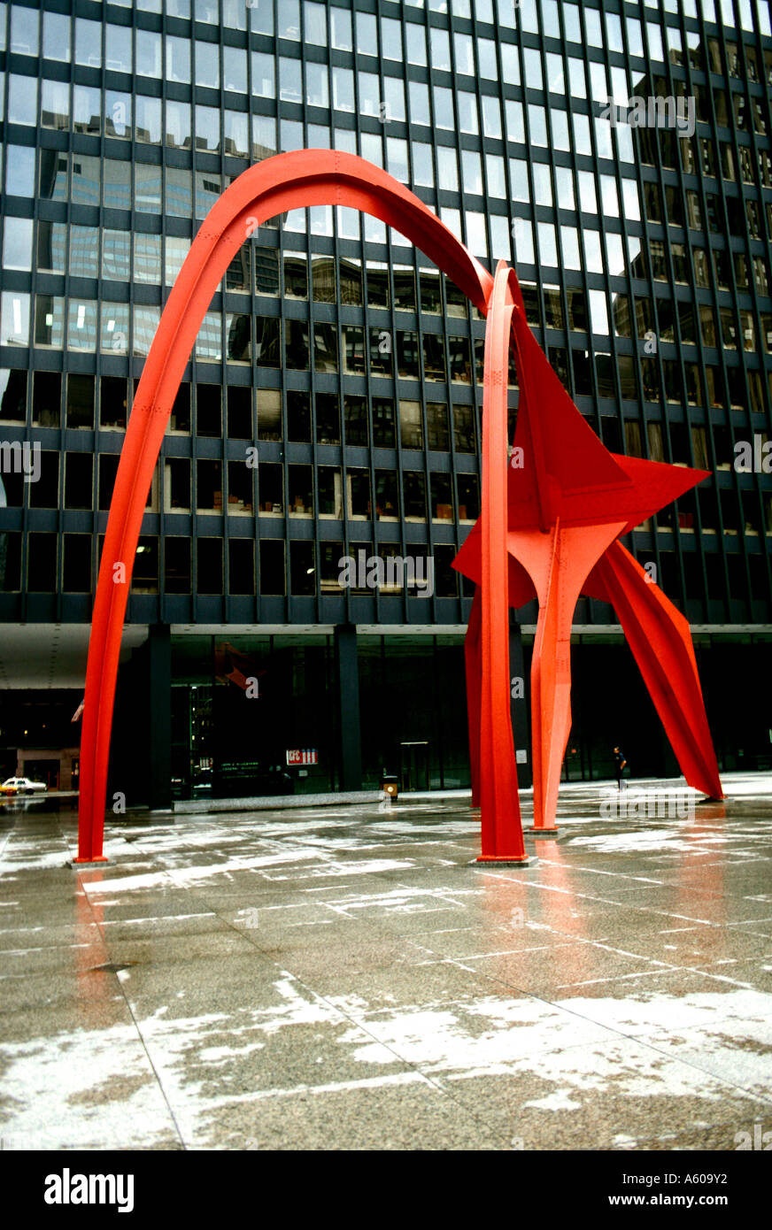 Illinois Chicago Sculpture Calder Flamingo Stock Photo Alamy