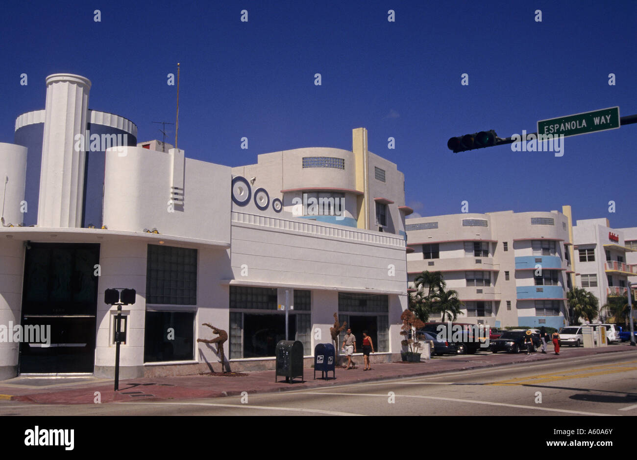 BUILDINGS ALONG ESPANOLA WAY IN THE ART DECO DISTRICT SOUTH MIAMI