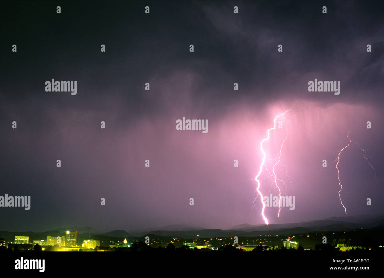 Lightning strikes from a thunderstorm in Boise Idaho Stock Photo - Alamy