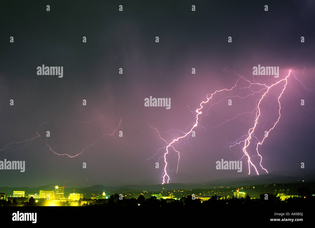 Lightning strikes from a thunderstorm in Boise Idaho Stock Photo - Alamy