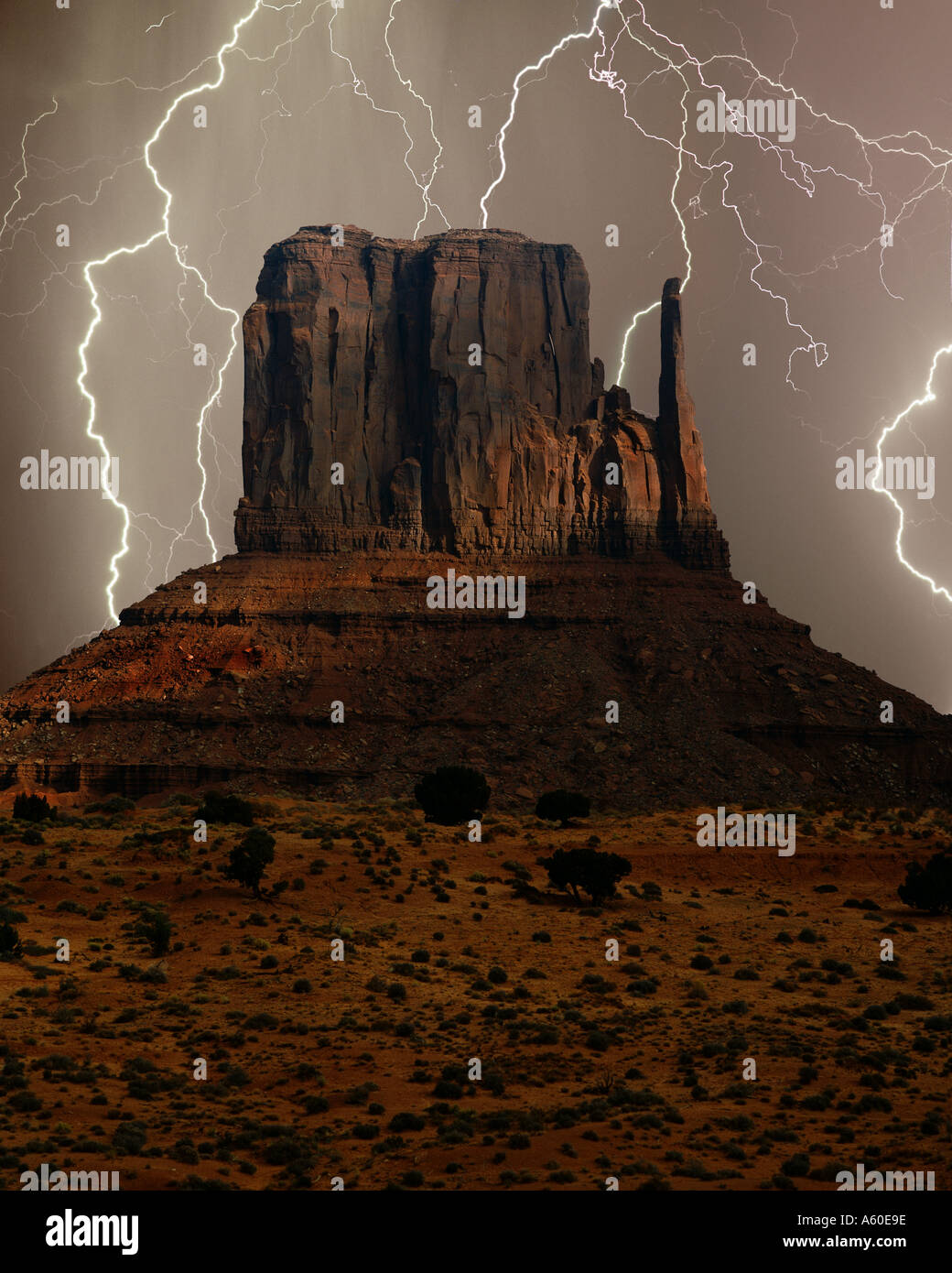 Lightning storm in Monument Valley, Utah, USA Stock Photo 396958 Alamy