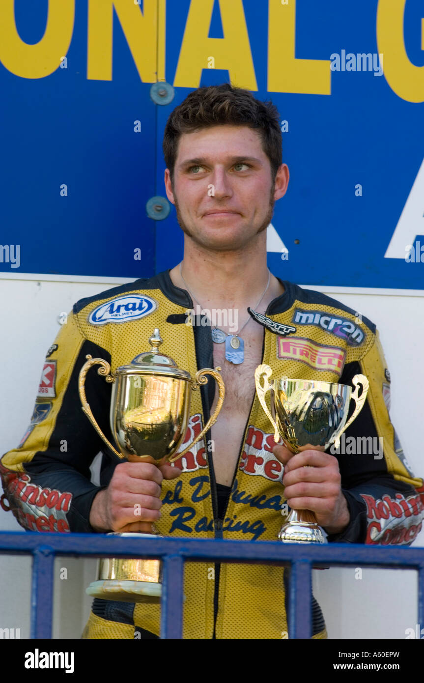 Guy Martin winner of the Oliver's Mount Gold Cup Stock Photo