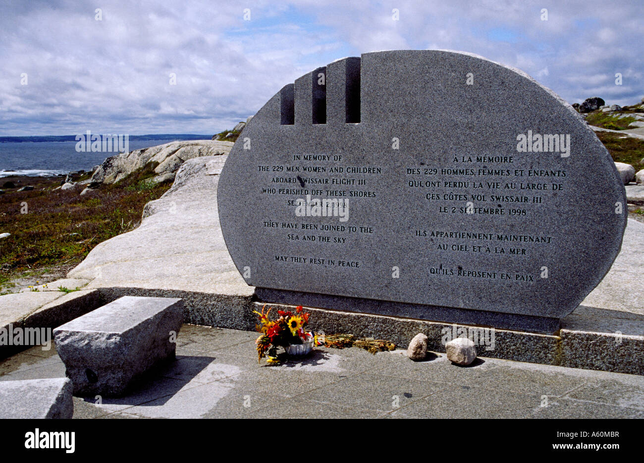 Memorial to Swiss air Flight 111 Peggy s Cove Nova Scotia Canada Stock