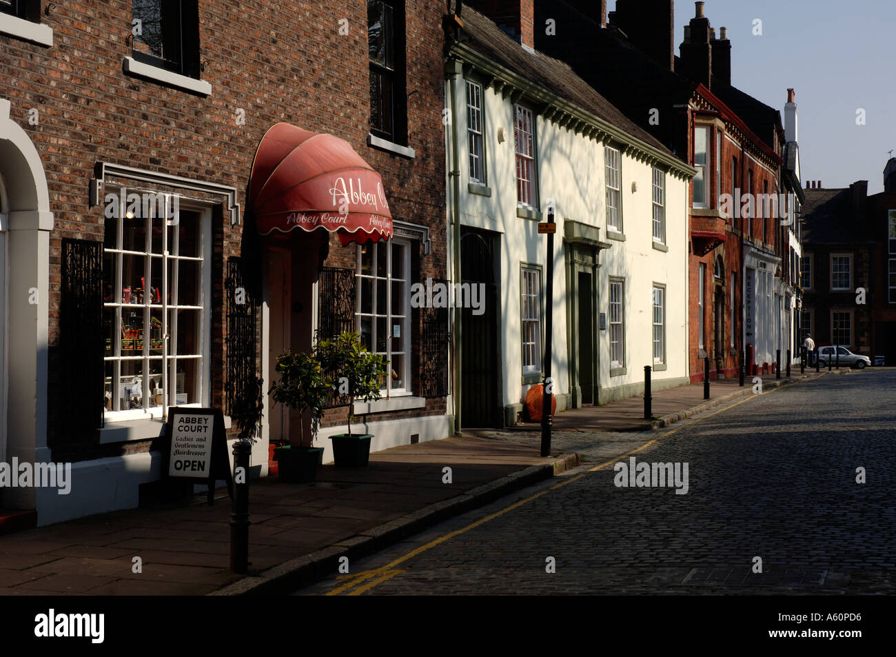 Abbey Street adjacent to the Cathedral Carlisle Cumbria Stock Photo Alamy