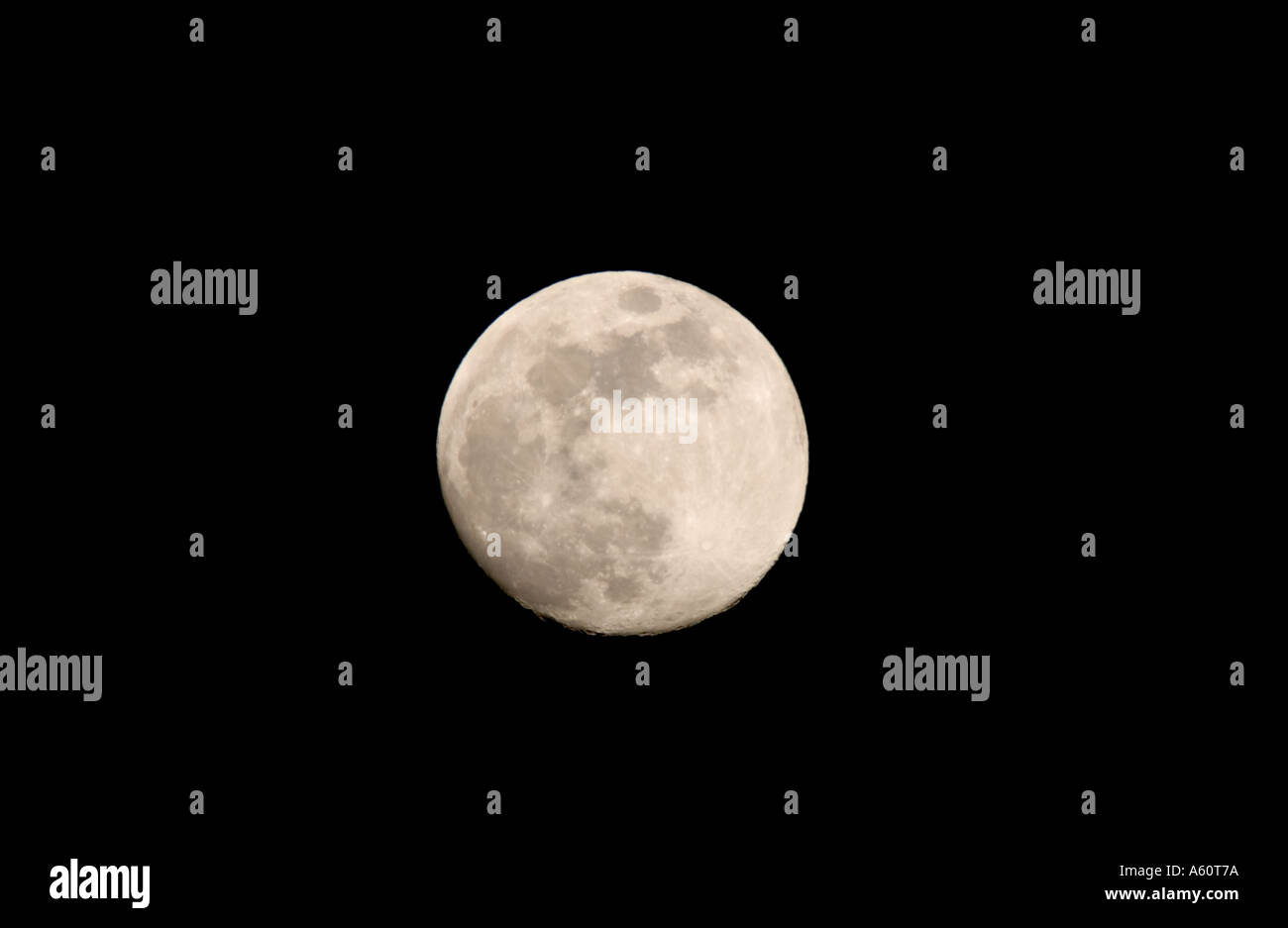 Full moon framed by the night sky. Stock Photo