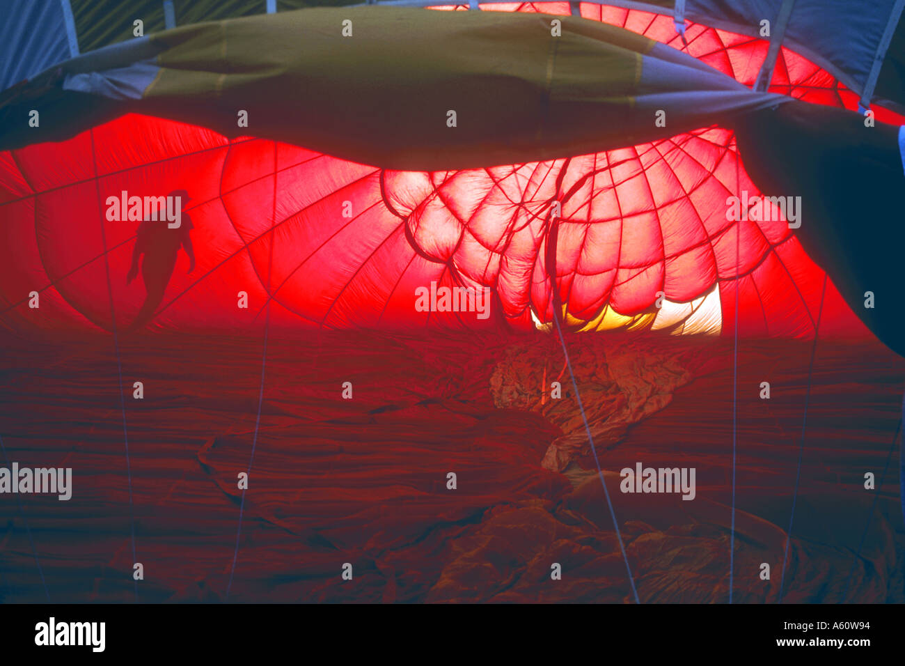 Inflating a hot air balloon Stock Photo