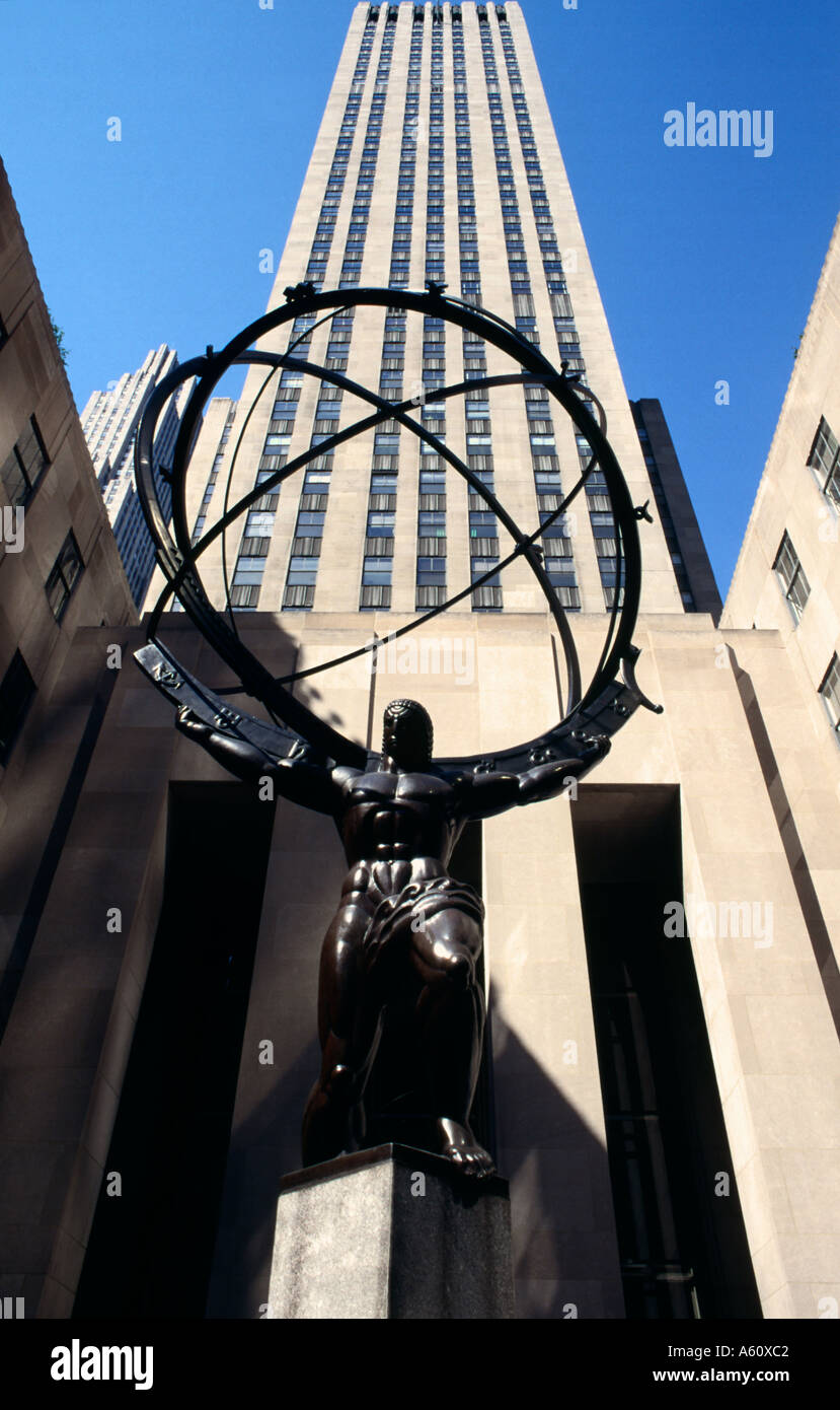Atlas Statue at Rockefeller Center Manhattan New York Stock Photo